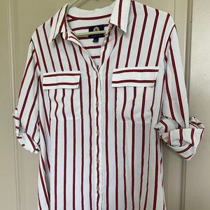 Red & White Striped Silk Shirt